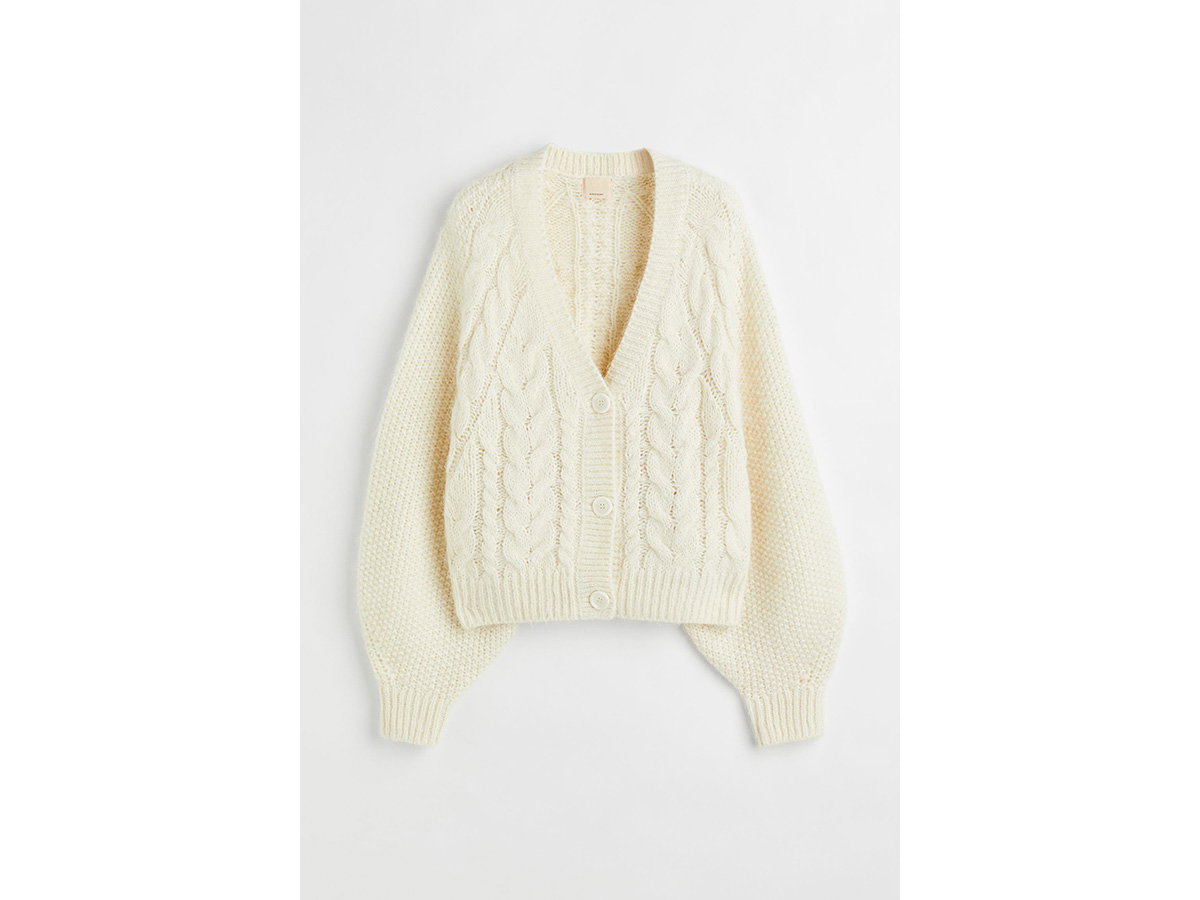 Oversized Cardigan mit Zopfmuster