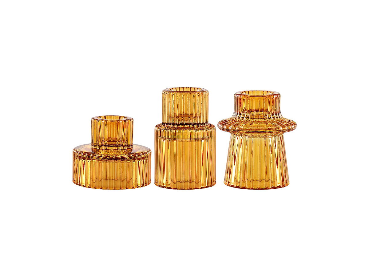Kerzenhalter aus Glas, 3 Stück