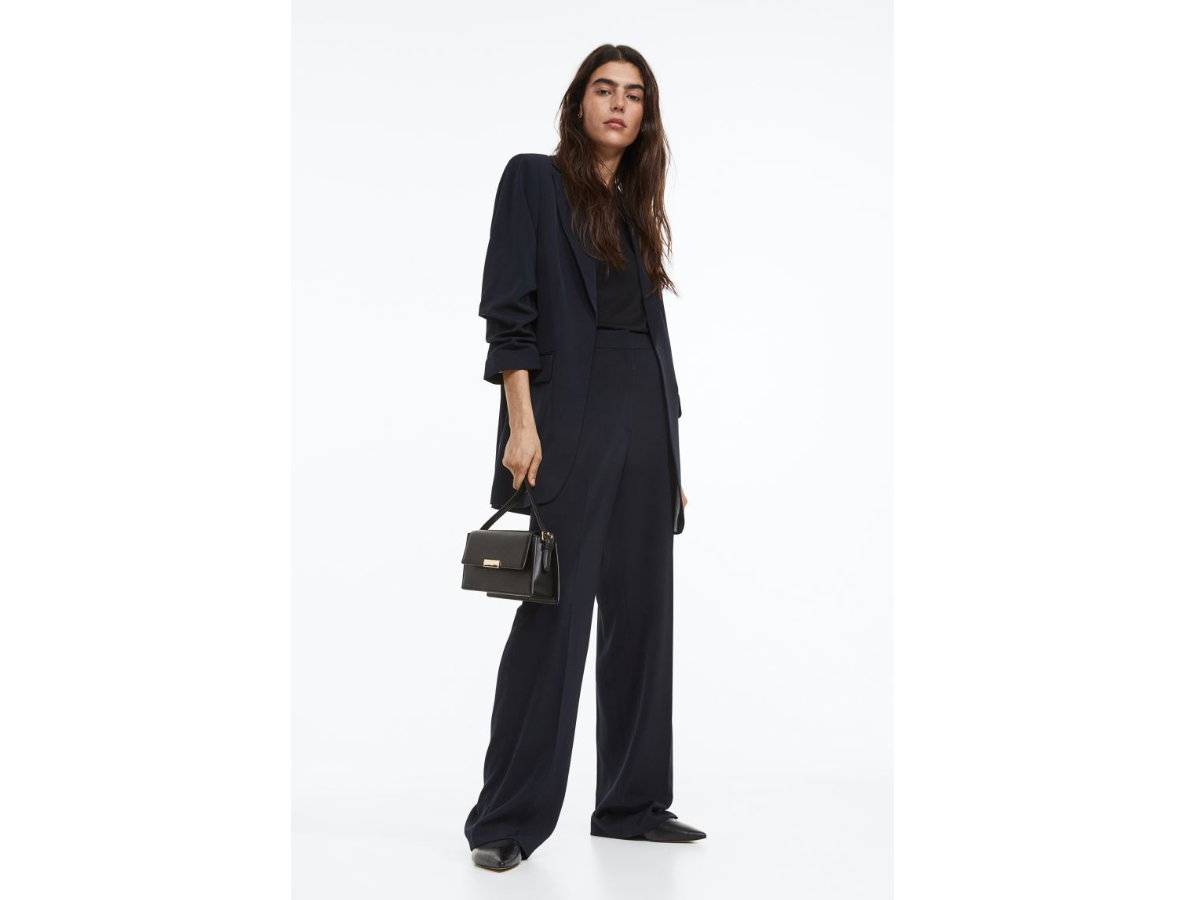 Hose aus Webstoff aus recyceltem Polyester mit hohem Bund