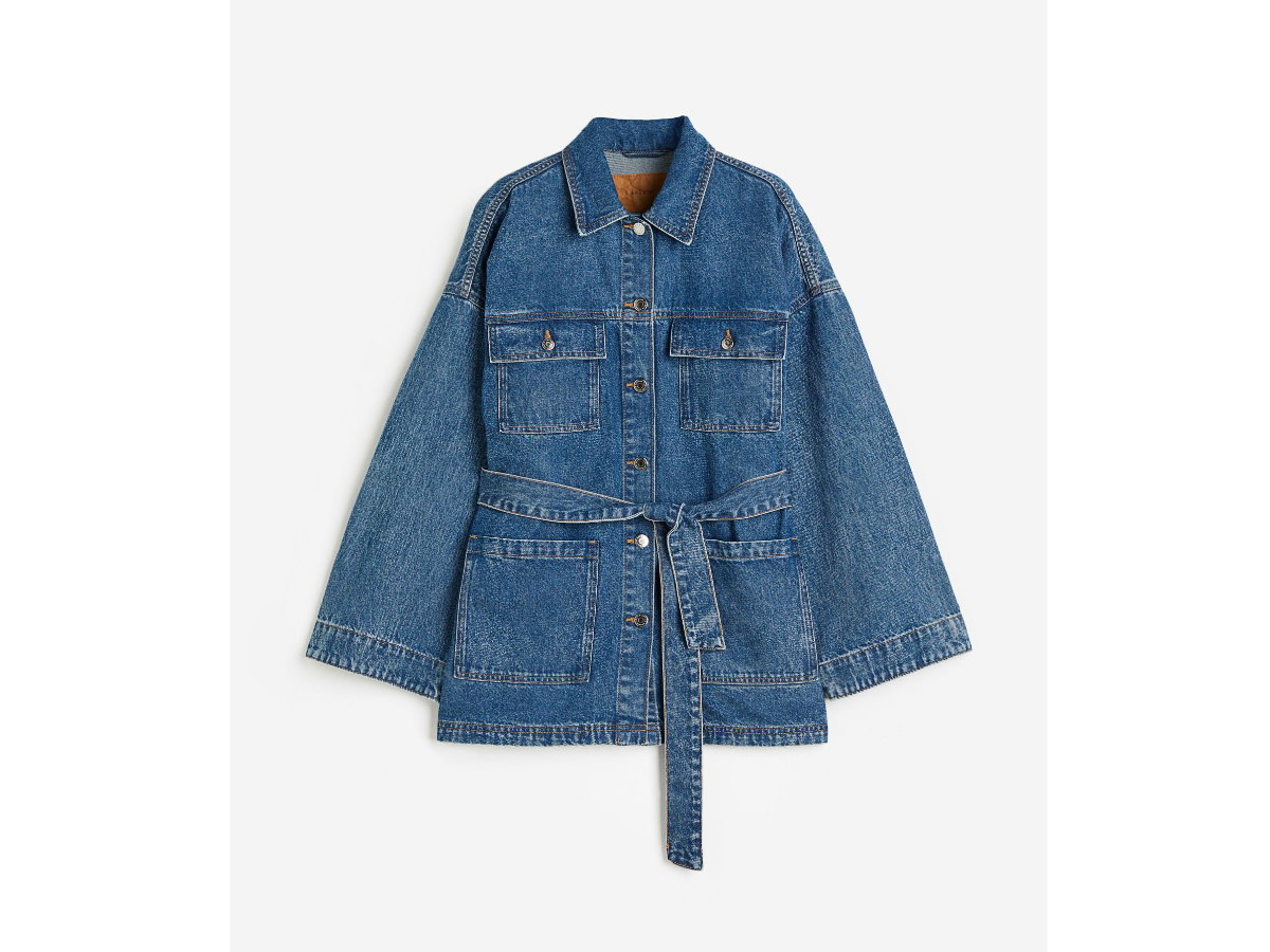Denimjacke mit Bindegürtel