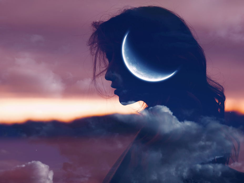 Frau und Mond