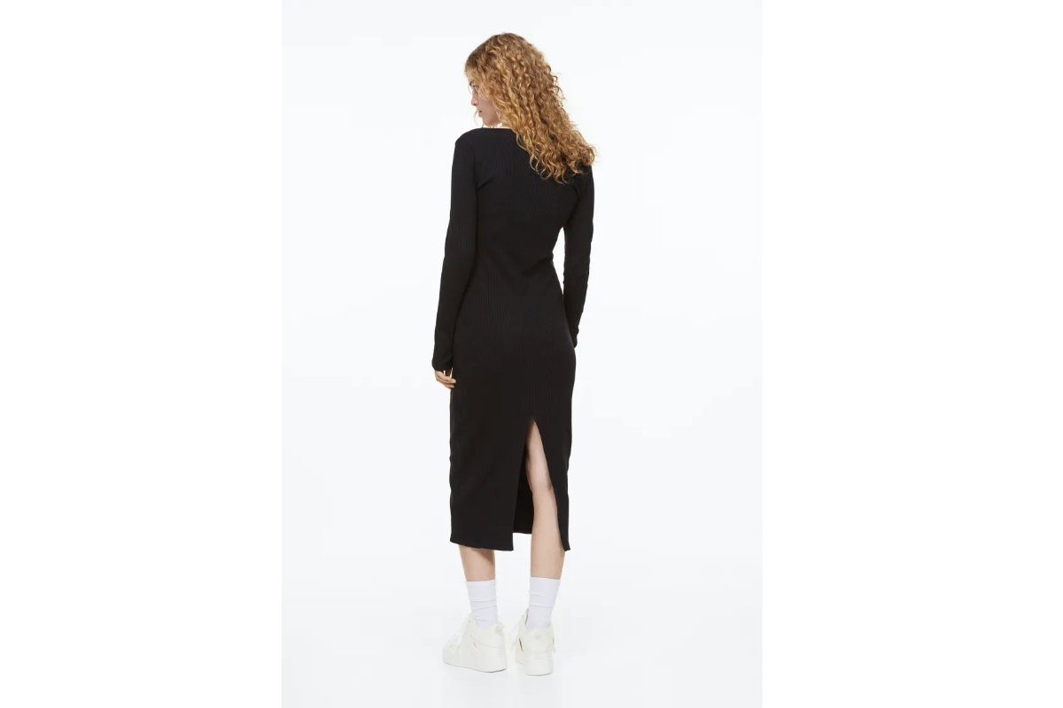 Kleid Gerippt schwarz