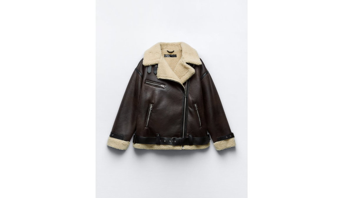 Braune Lederjacke von Zara