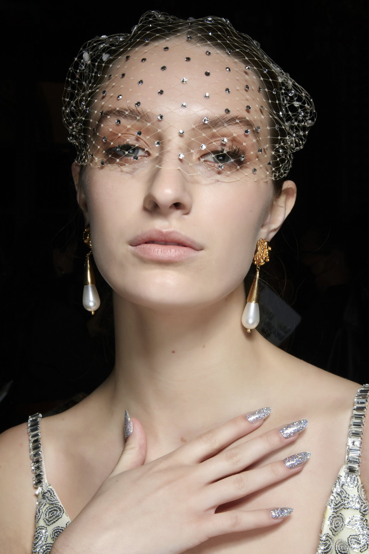 Silver Sparkle Nails