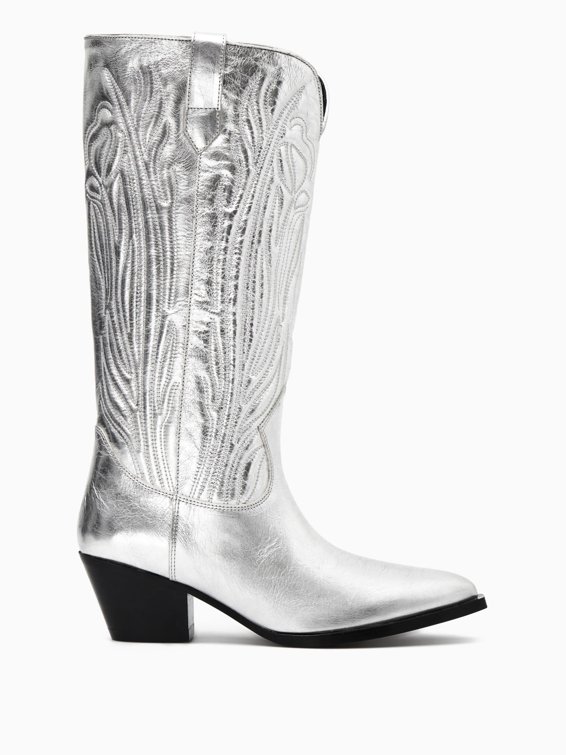 Cowboystiefel in Metallic-Silber