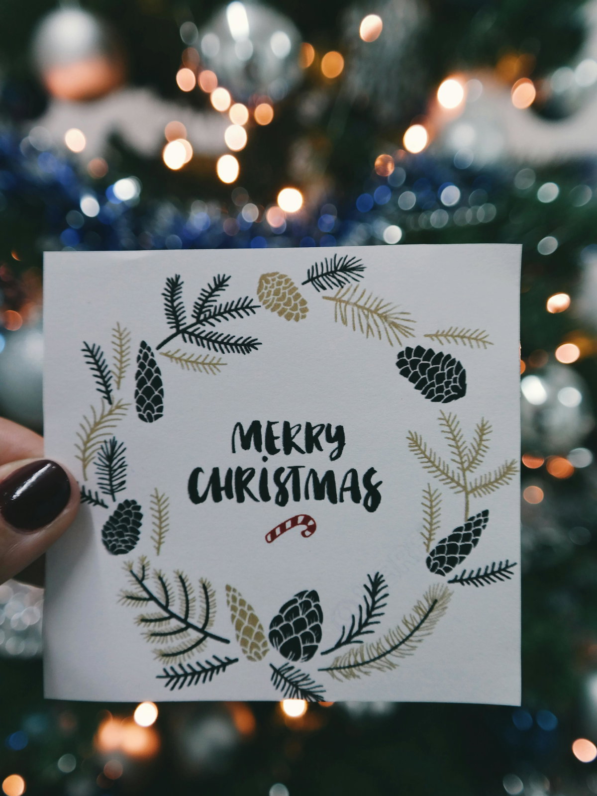 Grußkarte mit Aufschrift Merry Christmas
