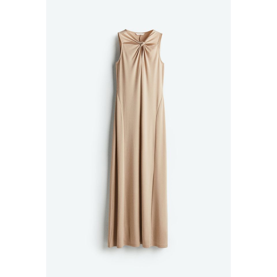 Kleid mit Knotendetail in Beige