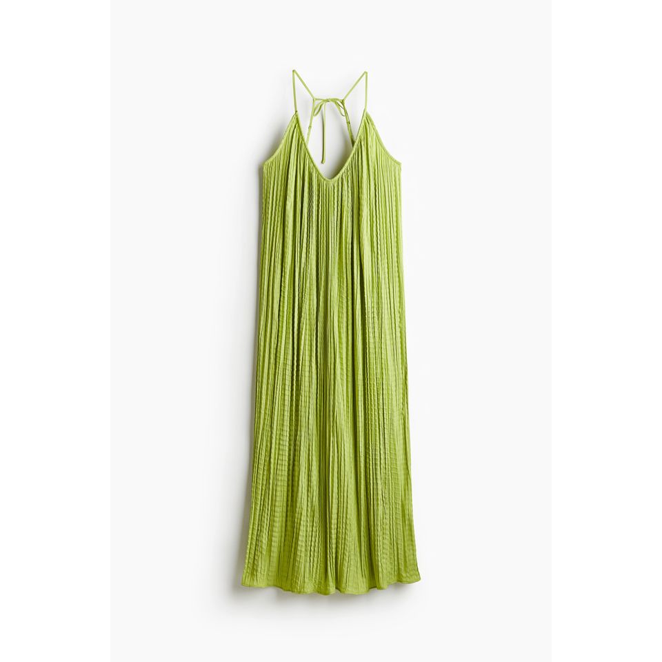 Plissiertes Trägerkleid in Grün