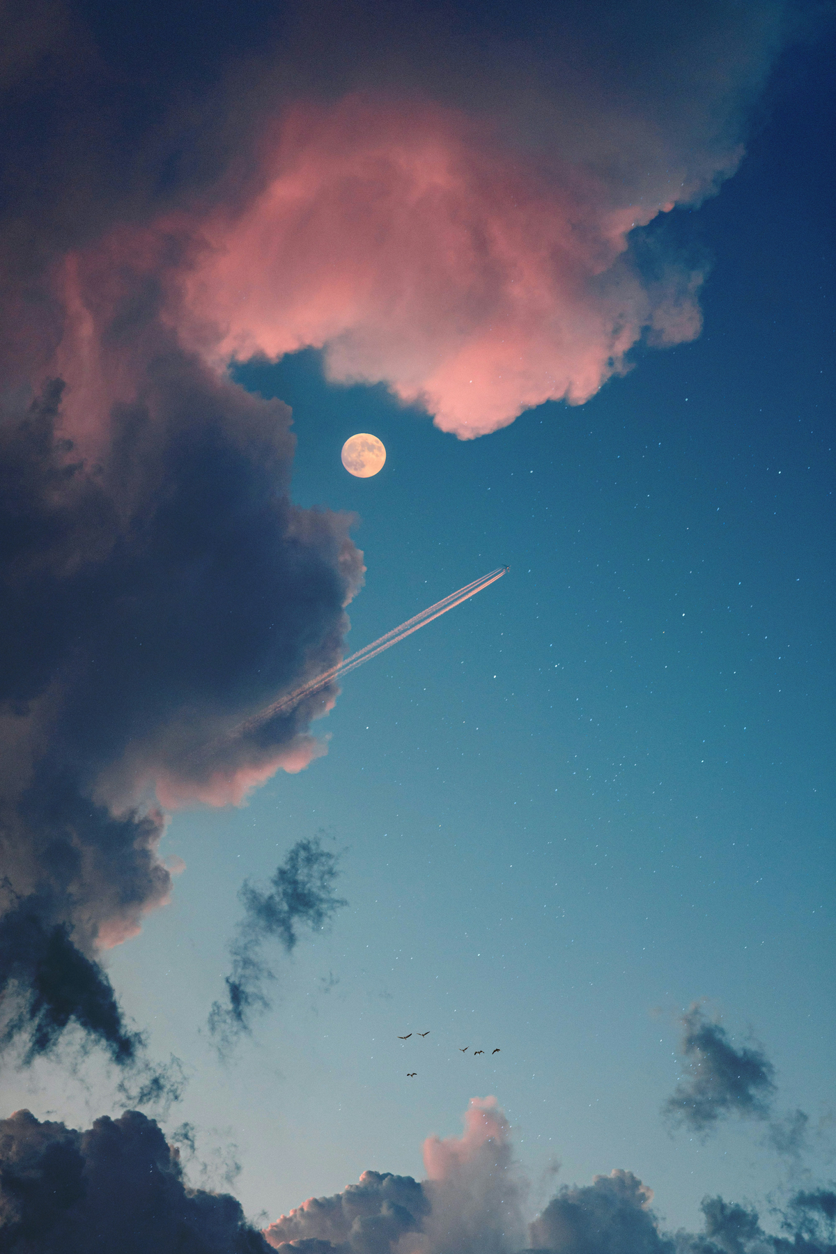 Sternenhimmel mit Mond