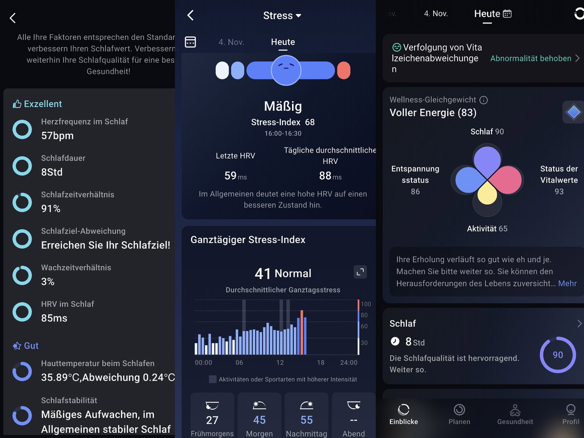 Einblicke in die RingConn App mit Daten zu Schlaf, Aktivität & Co.