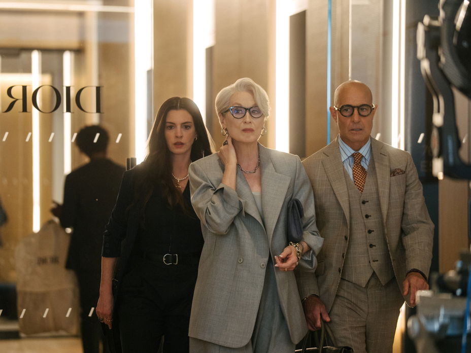 Anne Hathaway, Meryl Streep und Stanley Tucci in „Der Teufel trägt Prada 2“.