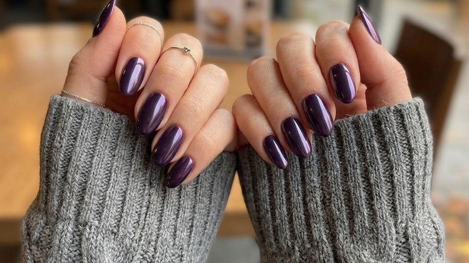 Lila Chrome Nails sind die mystische Dark-Aesthetic-Maniküre im Herbst 2026