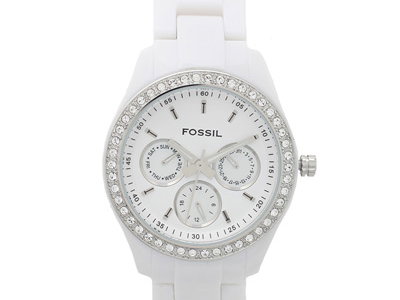 Weiße Armbanduhr von Fossil