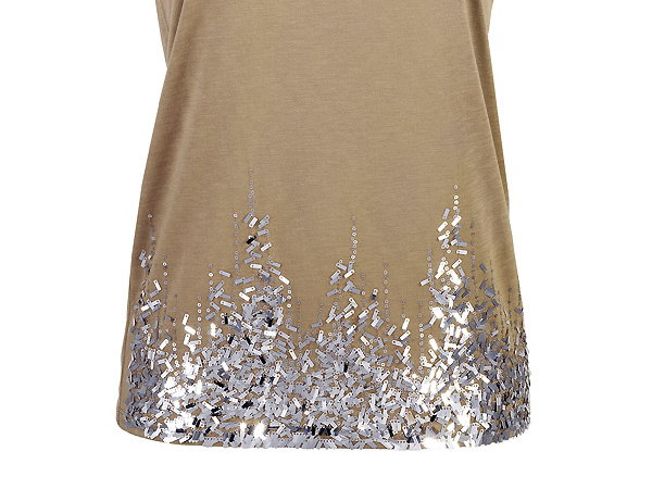 Nude-farbenes Shirt mit Pailletten