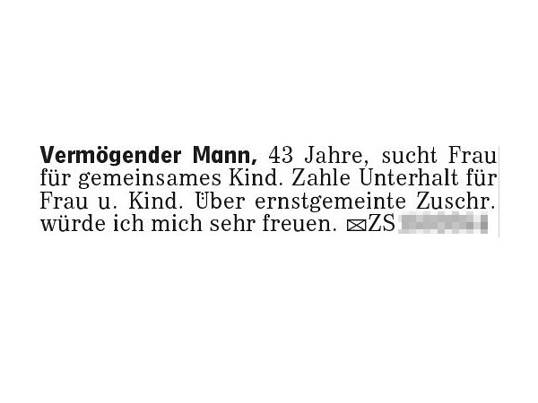 Vermögender Mann sucht
