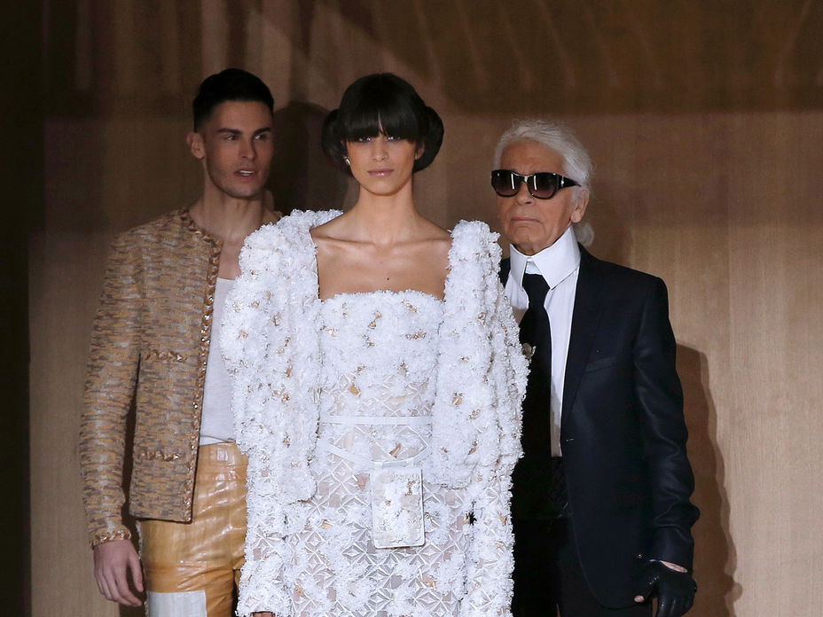 Baptiste Giabiconi, Mica Arganaraz und Karl Lagerfeld
