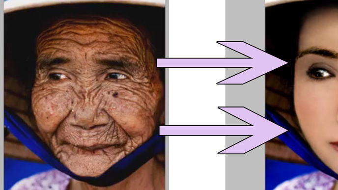 Künstler photoshoppt 100-jährige Frau jung