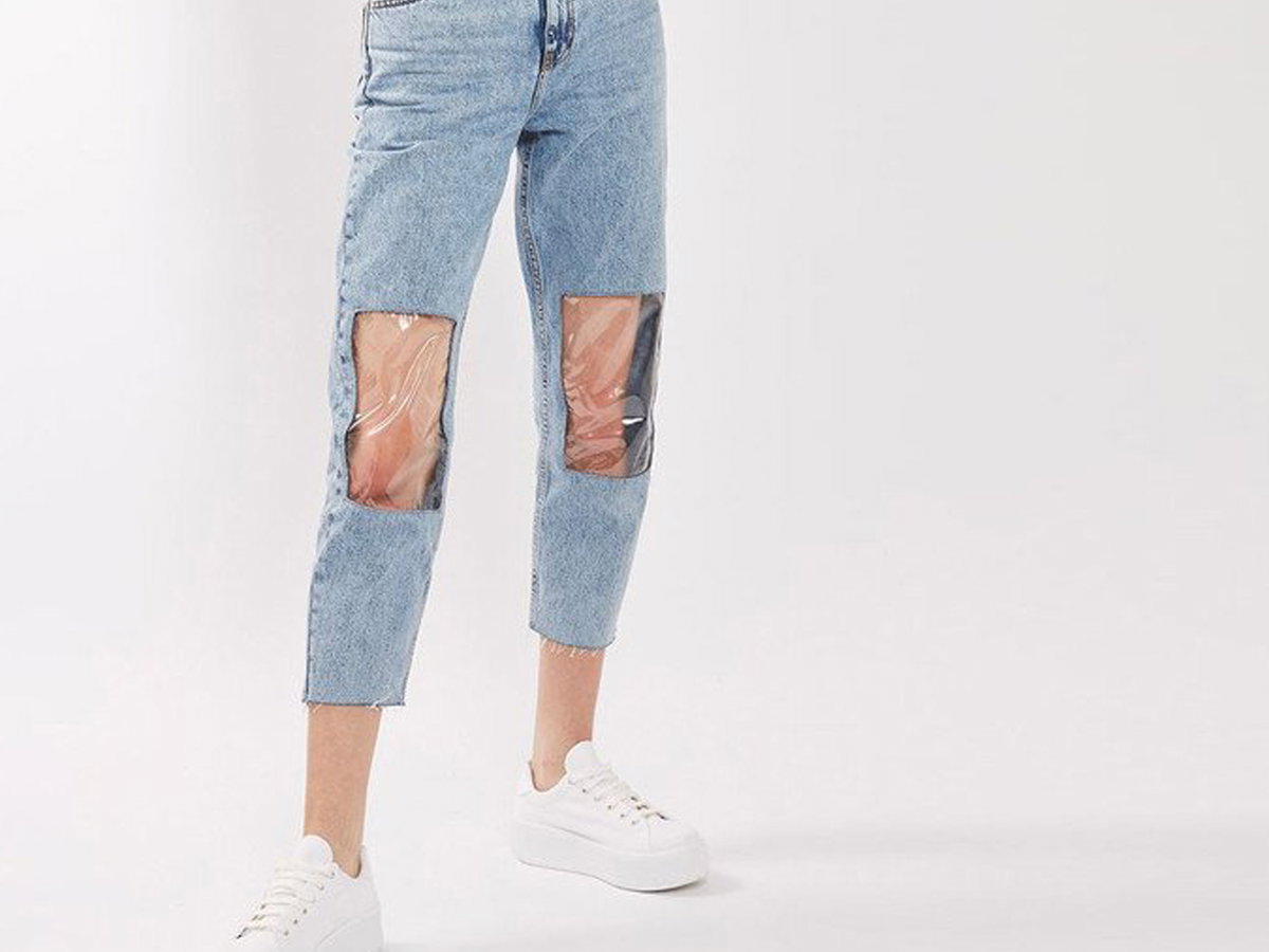 Jeans mit Frischhaltefolie