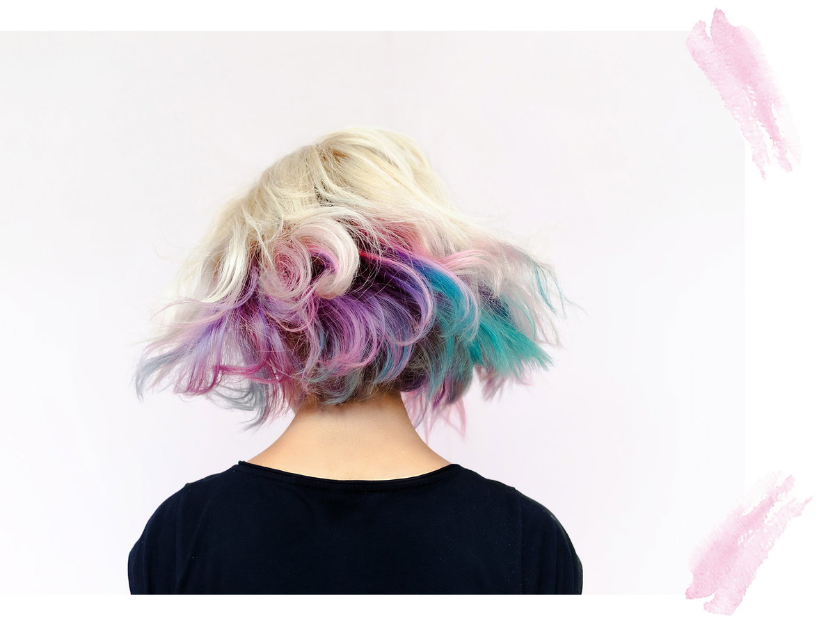 Rainbow Dip Dye Hair