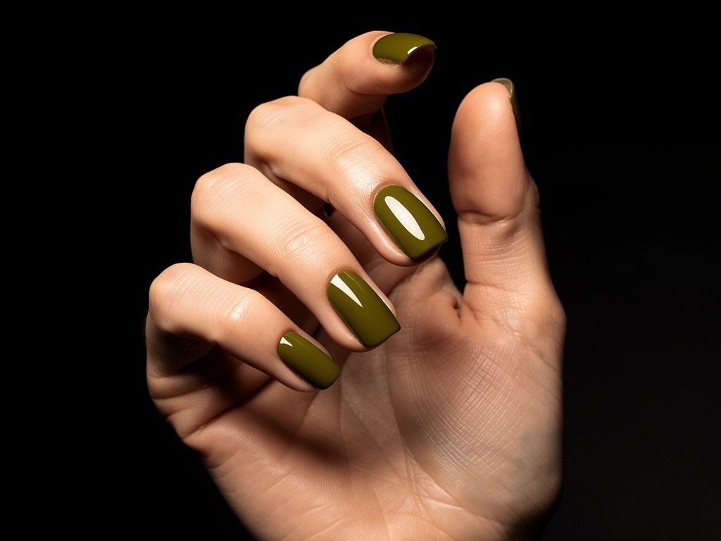Olive Green Nails wirken im Herbst 2026 besonders edel